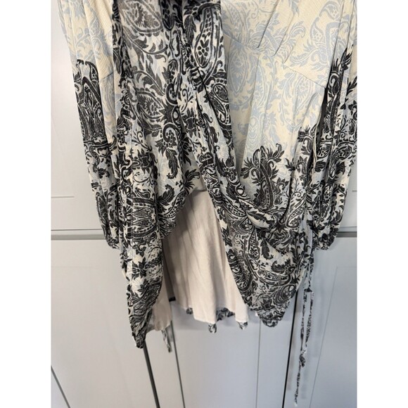 Free People Gray‎ Floral Mini Dress Sz Medium Penny Lover Cold Shoulder  Chiffon - Picture 7 of 15